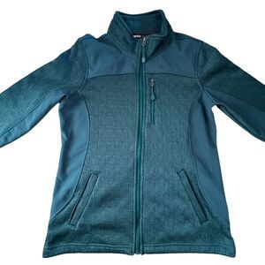 Swiss Tech ~ Teal Rain Knit Jacket ~Fleece lined ~ size M 8-10